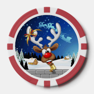 Grappig rendier gluurt Kerstmis meme Poker Chips