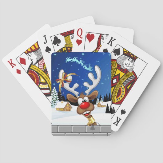Grappig rendier gluurt Kerstmis meme Pokerkaarten (Achterkant)
