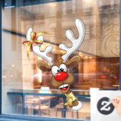 Grappig rendier gluurt Kerstmis meme Raamsticker (Cafe Raam)
