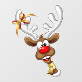 Grappig rendier gluurt Kerstmis meme Raamsticker (Vel)