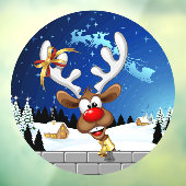 Grappig rendier gluurt Kerstmis meme Raamsticker (Vel 3)