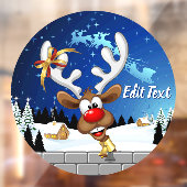 Grappig rendier gluurt Kerstmis meme Raamsticker (Vel 2)