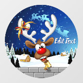 Grappig rendier gluurt Kerstmis meme Raamsticker (Vel)