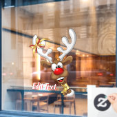 Grappig rendier gluurt Kerstmis meme Raamsticker (Cafe Raam)