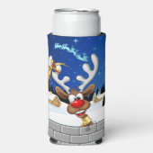 Grappig rendier gluurt Kerstmis meme Seltzer Blikjeskoeler (Seltzer Voorkant)
