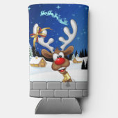 Grappig rendier gluurt Kerstmis meme Seltzer Blikjeskoeler (Achterkant)