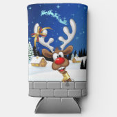 Grappig rendier gluurt Kerstmis meme Seltzer Blikjeskoeler (Voorkant)