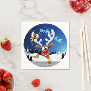 Grappig rendier gluurt Kerstmis meme Servet