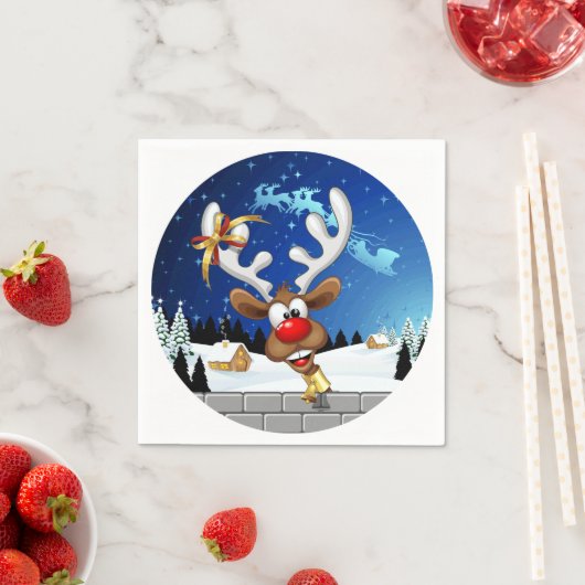 Grappig rendier gluurt Kerstmis meme Servet (Insitu)
