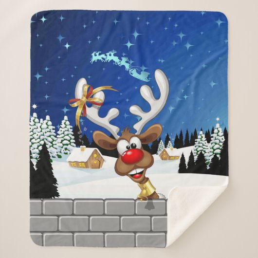 Grappig rendier gluurt Kerstmis meme Sherpa Deken (Voorkant)