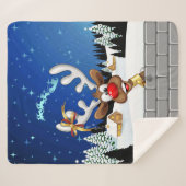 Grappig rendier gluurt Kerstmis meme Sherpa Deken (Voorkant (horizontaal))