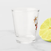 Grappig rendier gluurt Kerstmis meme Shot Glas (Links)