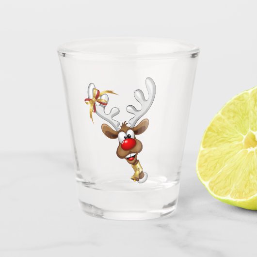 Grappig rendier gluurt Kerstmis meme Shot Glas (Voorkant)