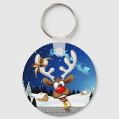 Grappig rendier gluurt Kerstmis meme Sleutelhanger (Voorkant)