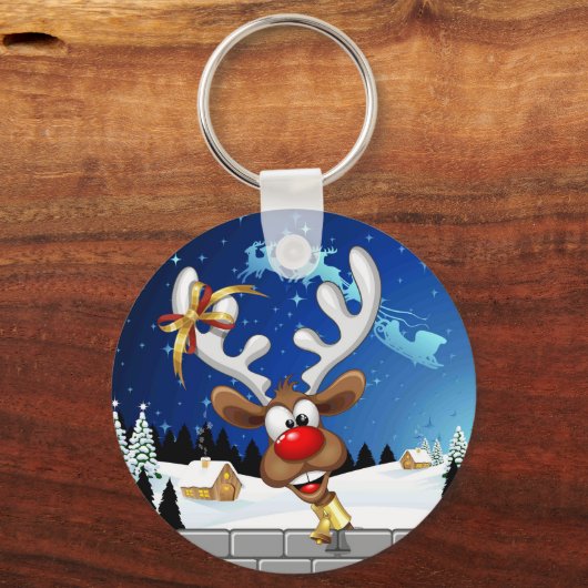 Grappig rendier gluurt Kerstmis meme Sleutelhanger (Voorkant)
