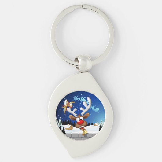 Grappig rendier gluurt Kerstmis meme Sleutelhanger (Voorkant)