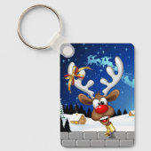Grappig rendier gluurt Kerstmis meme Sleutelhanger (Voorkant)