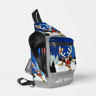 Grappig rendier gluurt Kerstmis meme Sling Bag