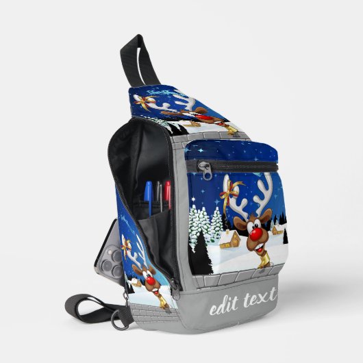 Grappig rendier gluurt Kerstmis meme Sling Bag (Open)