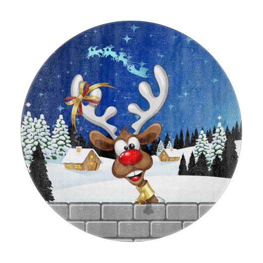 Grappig rendier gluurt Kerstmis meme Snijplank (Voorkant)