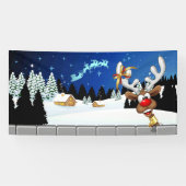 Grappig rendier gluurt Kerstmis meme Spandoek (Horizontaal)