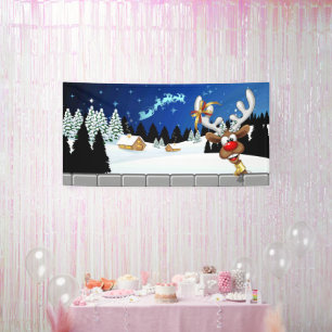 Grappig rendier gluurt Kerstmis meme Spandoek