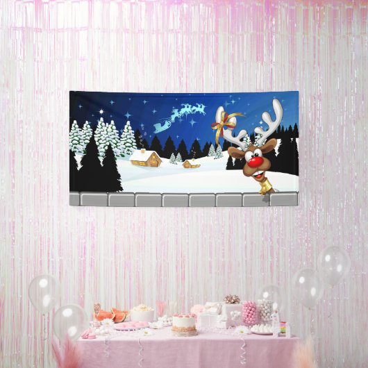 Grappig rendier gluurt Kerstmis meme Spandoek (Feest)