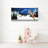 Grappig rendier gluurt Kerstmis meme Spandoek (Insitu)