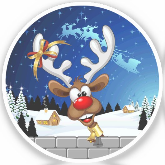 Grappig rendier gluurt Kerstmis meme Sticker (Voorkant)