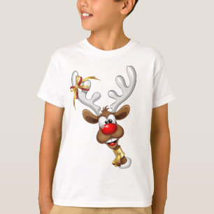 Grappig rendier gluurt Kerstmis meme T-shirt