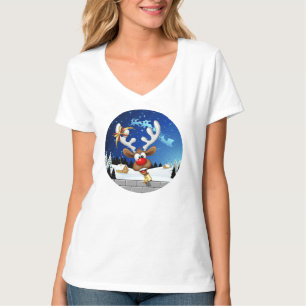 Grappig rendier gluurt Kerstmis meme T-shirt