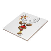 Grappig rendier gluurt Kerstmis meme Tegeltje (Zijkant)