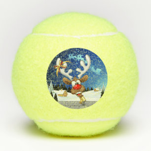 Grappig rendier gluurt Kerstmis meme Tennisballen