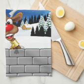 Grappig rendier gluurt Kerstmis meme Theedoek (Quarter Fold)