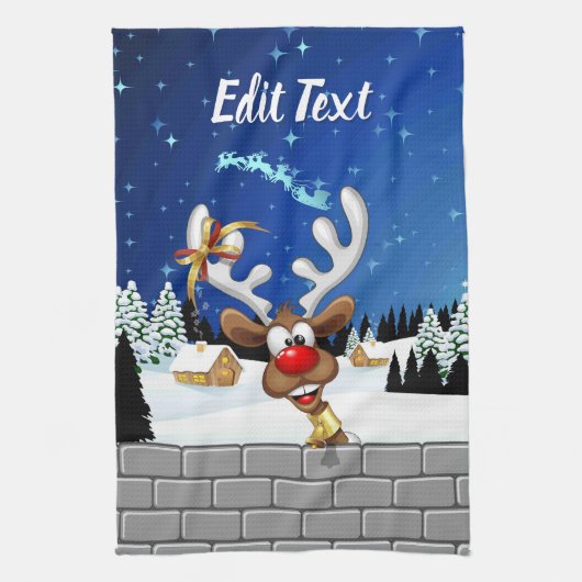 Grappig rendier gluurt Kerstmis meme Theedoek (Verticaal)