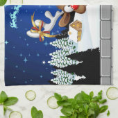 Grappig rendier gluurt Kerstmis meme Theedoek (Gevouwen)