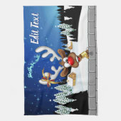 Grappig rendier gluurt Kerstmis meme Theedoek (Verticaal)