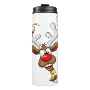 Grappig rendier gluurt Kerstmis meme Thermosbeker