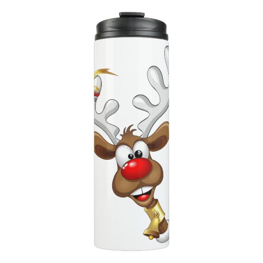 Grappig rendier gluurt Kerstmis meme Thermosbeker (Voorkant)