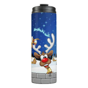 Grappig rendier gluurt Kerstmis meme Thermosbeker