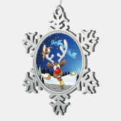 Grappig rendier gluurt Kerstmis meme Tin Sneeuwvlok Ornament (Rechts)