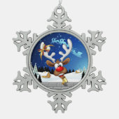 Grappig rendier gluurt Kerstmis meme Tin Sneeuwvlok Ornament (Voorkant)