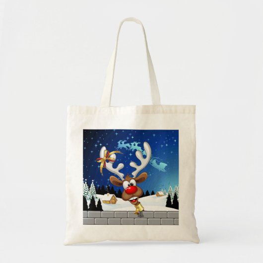 Grappig rendier gluurt Kerstmis meme Tote Bag (Voorkant)