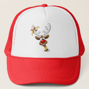Grappig rendier gluurt Kerstmis meme Trucker Pet