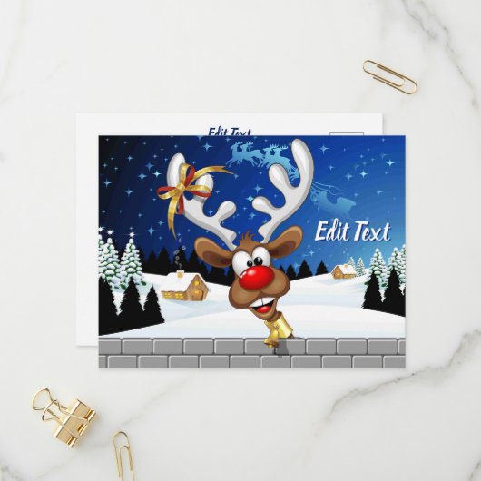 Grappig rendier gluurt Kerstmis meme Uitnodiging Briefkaart (Voorkant / Achterkant in situ)