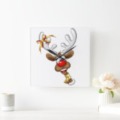 Grappig rendier gluurt Kerstmis meme Vierkante Klok (Huis)