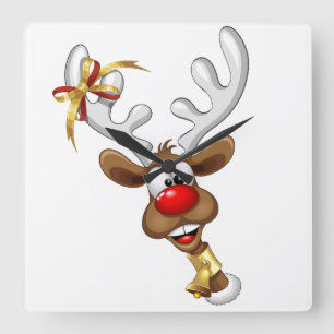 Grappig rendier gluurt Kerstmis meme Vierkante Klok