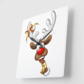 Grappig rendier gluurt Kerstmis meme Vierkante Klok (Hoek)