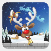 Grappig rendier gluurt Kerstmis meme Vierkante Sticker (Voorkant)