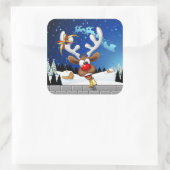 Grappig rendier gluurt Kerstmis meme Vierkante Sticker (Tas)